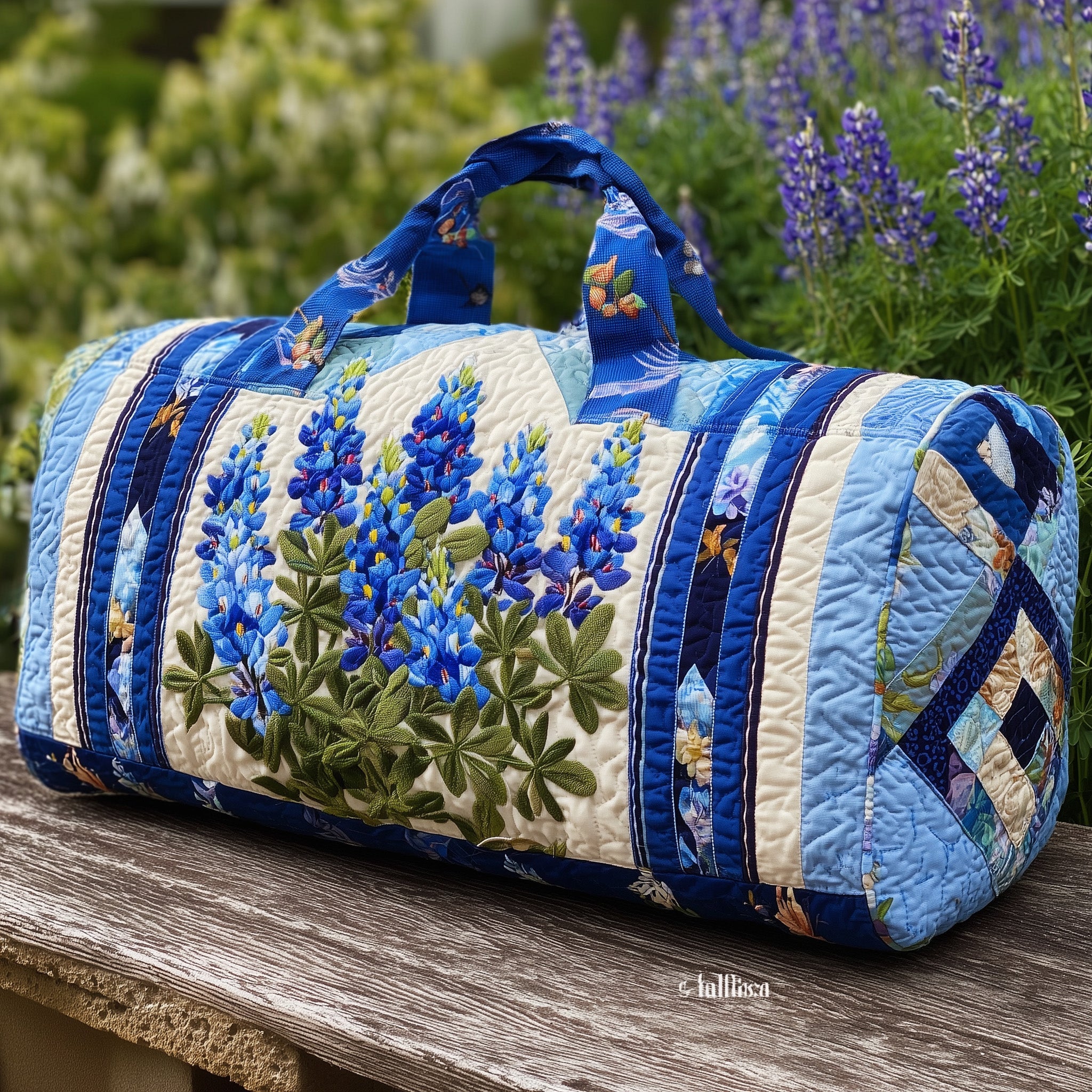 Bluebonnet Charm Quilted Duffle Bag Mother's Day Gift Idea