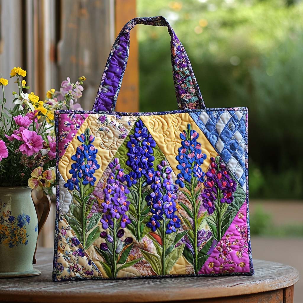 Bluebonnet Country Path Quilted Tote Bag Texas Christmas Gifts
