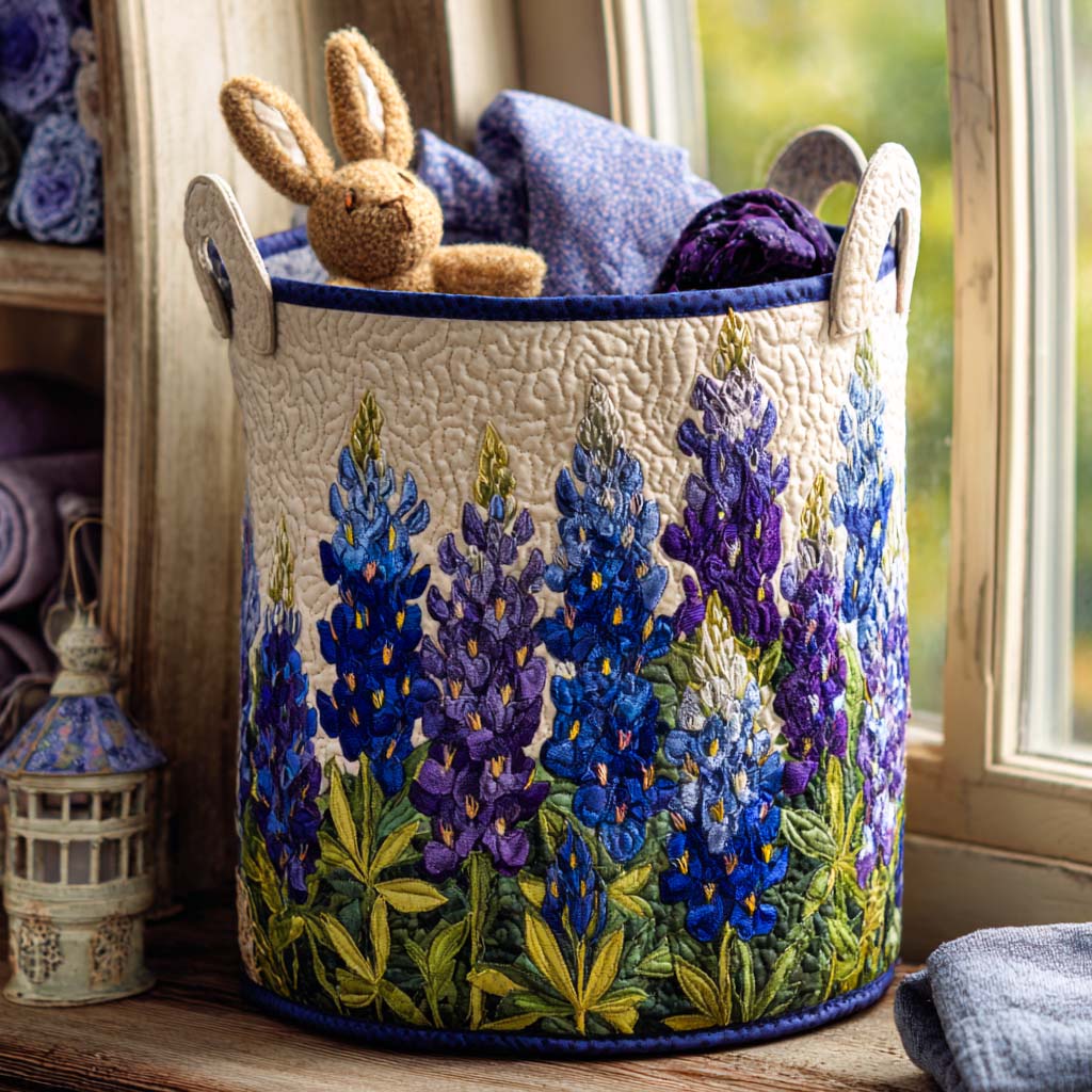 Bluebonnet Dream Path Quilted Laundry Basket Father's Day Merch Gift