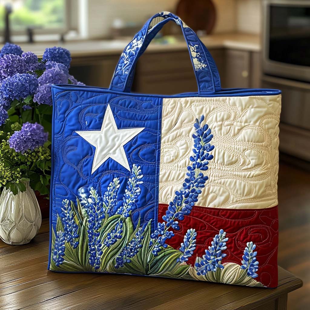 Bluebonnet Field Dance Quilted Tote Bag Best Gifts From Texas