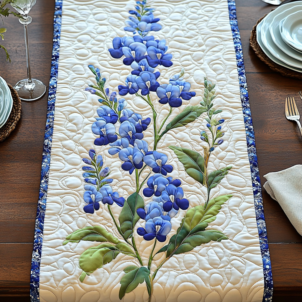 Bluebonnet Glory Quilted Table Runner Dinner Table Decor Texas Gifts Online