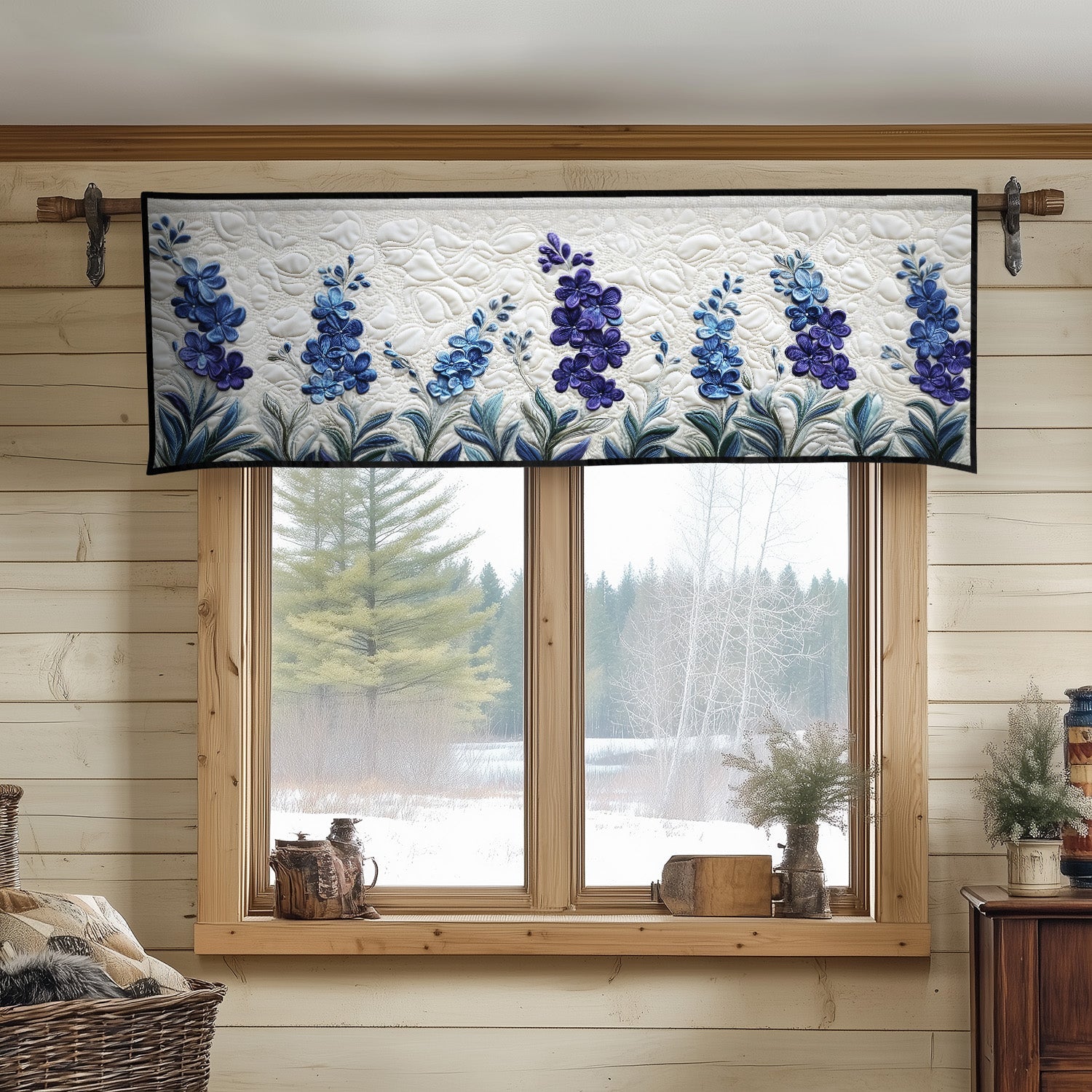 Bluebonnet Glory Quilted Valance Kitchen Window Valance Birthday Present For Daughter