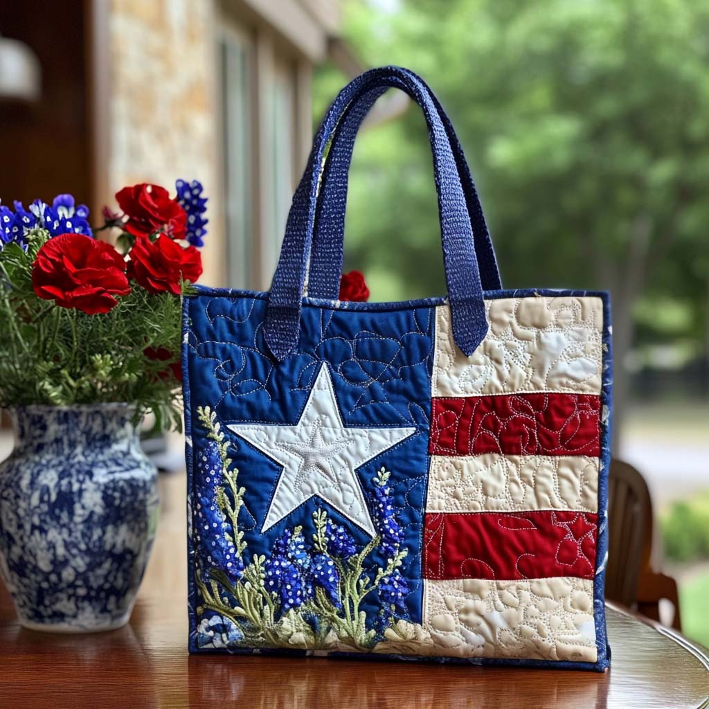 Bluebonnet Heartbeat Quilted Tote Bag Texas Gifts For Out Of Towners