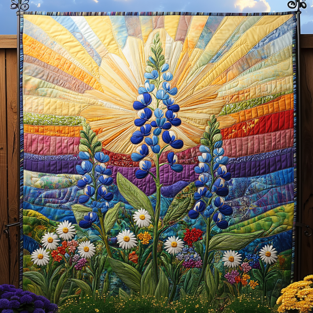 Bluebonnet Horizon Quilted Blanket Home Bedding Decor Family Gift Ideas For Christmas