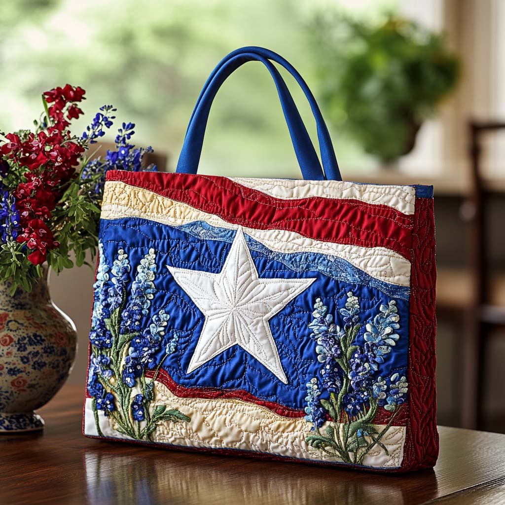 Bluebonnet Meadow Whispers Quilted Tote Bag Texas Gifts For Her