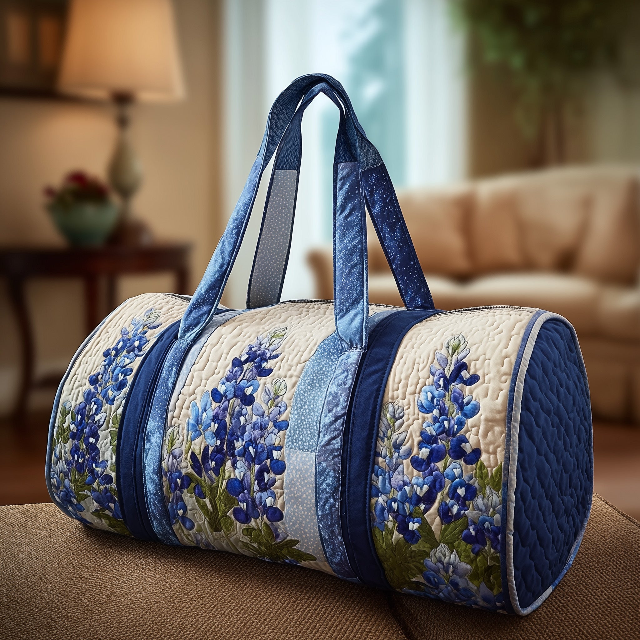 Bluebonnet Quilted Duffle Bag Summer Vacation Essential