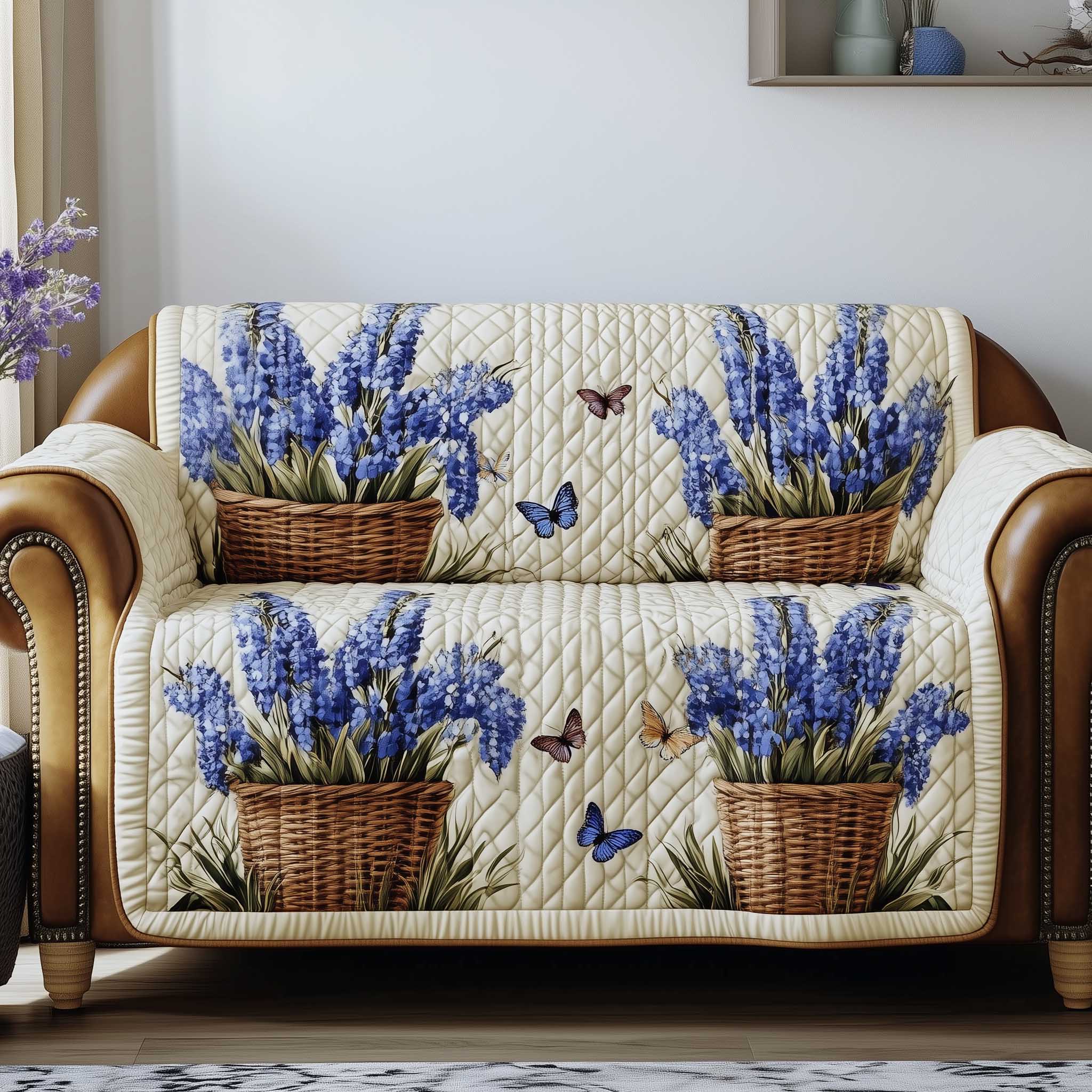 Bluebonnet Quilted Sofa Cover Charming Wildflower Patchwork Presents For Flower Lovers
