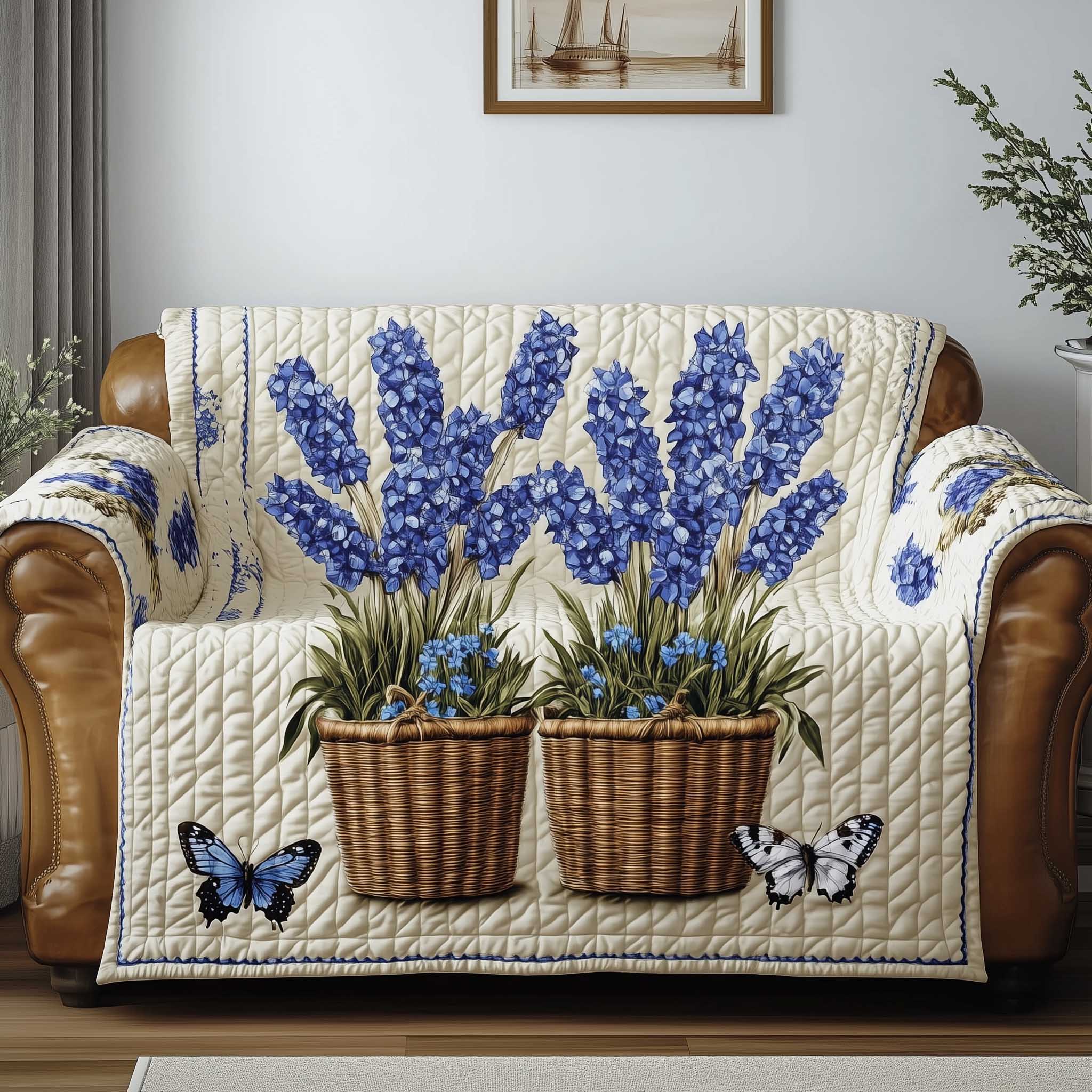 Bluebonnet Quilted Sofa Cover Texas State Flower Presents For Flower Lovers