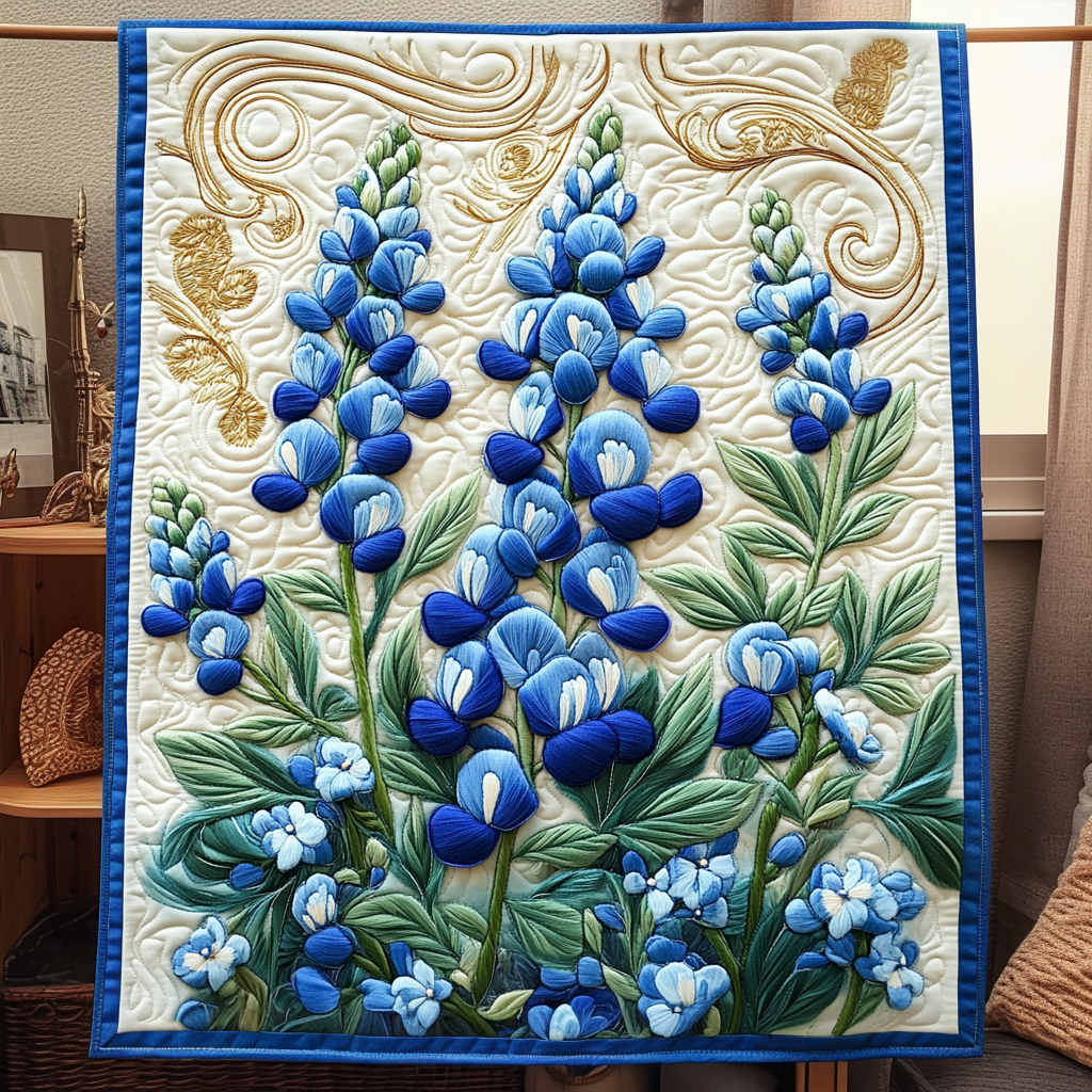 Bluebonnet Serenade Quilted Blanket Home Bedding Decor Christmas Presents For Relatives