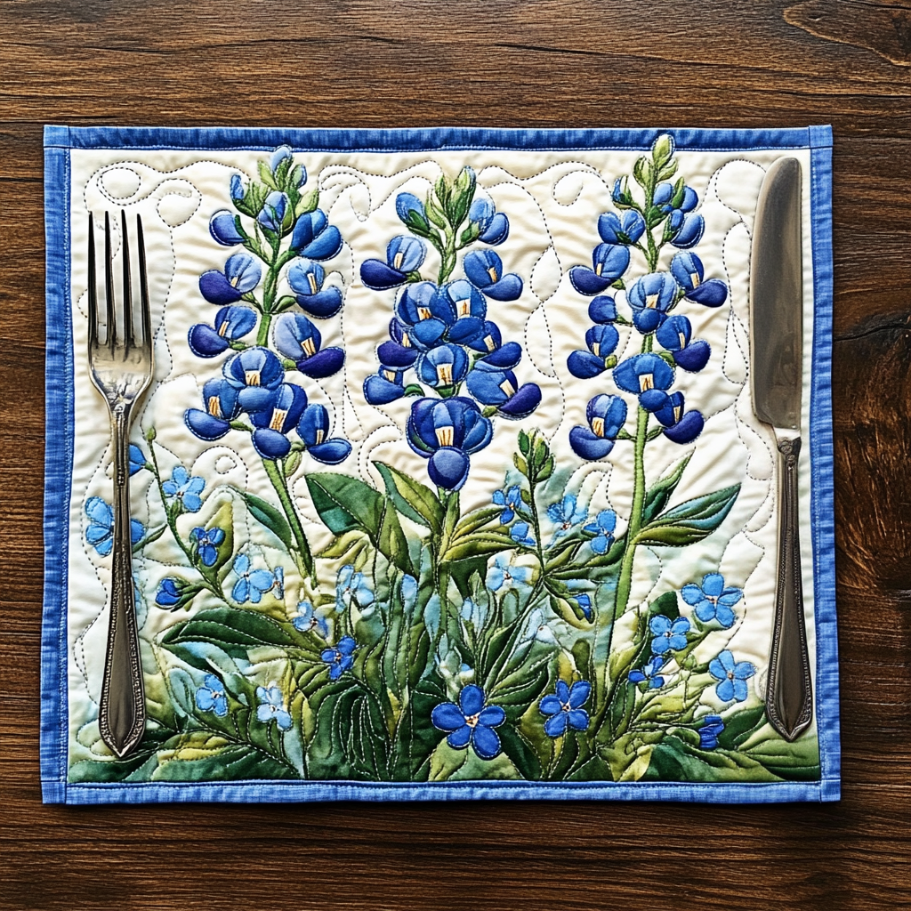 Bluebonnet Serenade Quilted Place Mat Dining Table Decor Sunflower Gifts For Grandma