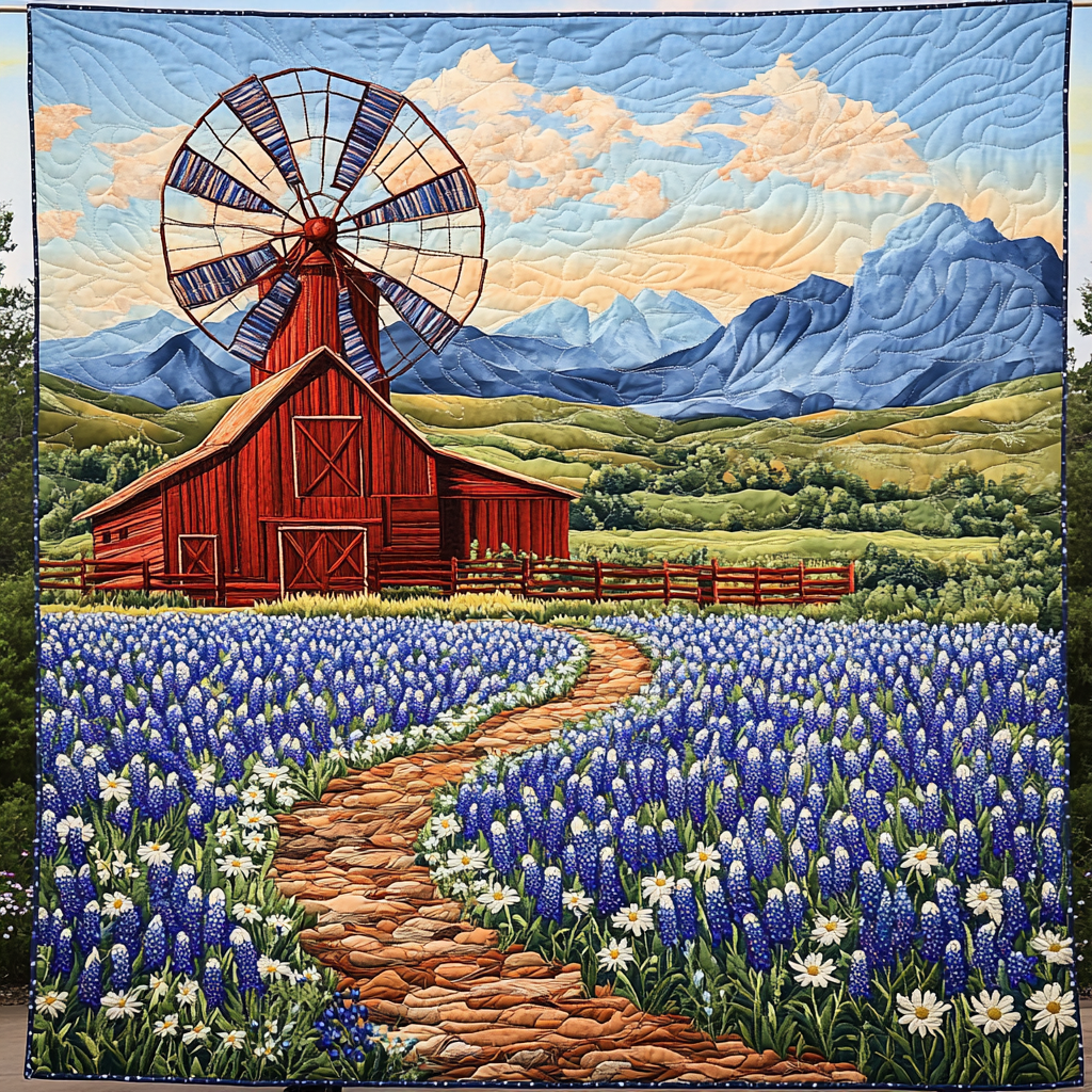 Bluebonnets Hill Quilted Blanket Sofa Couch Throw Blanket Family Christmas Present Ideas