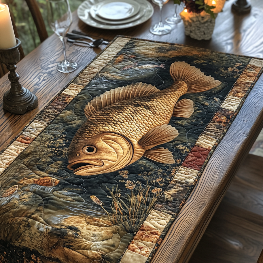 Bluegill Charm Quilted Table Runner Dining Room Table Decor Ideas Fishing Christmas Gifts