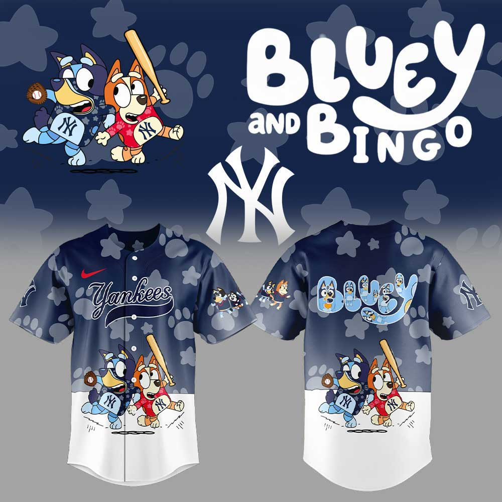 Bluey And Bingo New York Yankees Baseball Jersey Best Gifts For Baseball Fans
