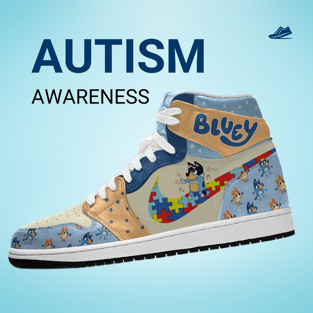 Bluey Autism Awareness High Air Jordan Sneakers Support Autism Awareness Merchandise