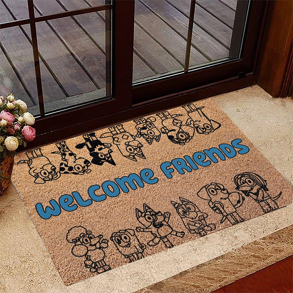 Bluey Doormat Cute Welcome Friends Bluey Door Mat For Front Door Home Decorations