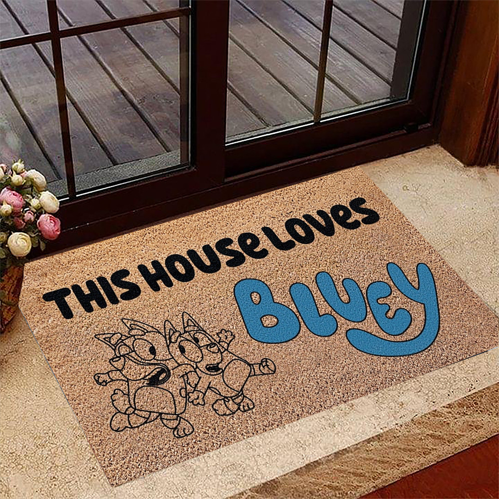 Bluey Doormat This House Loves Bluey Welcome Mat For Front Door Gift Ideas