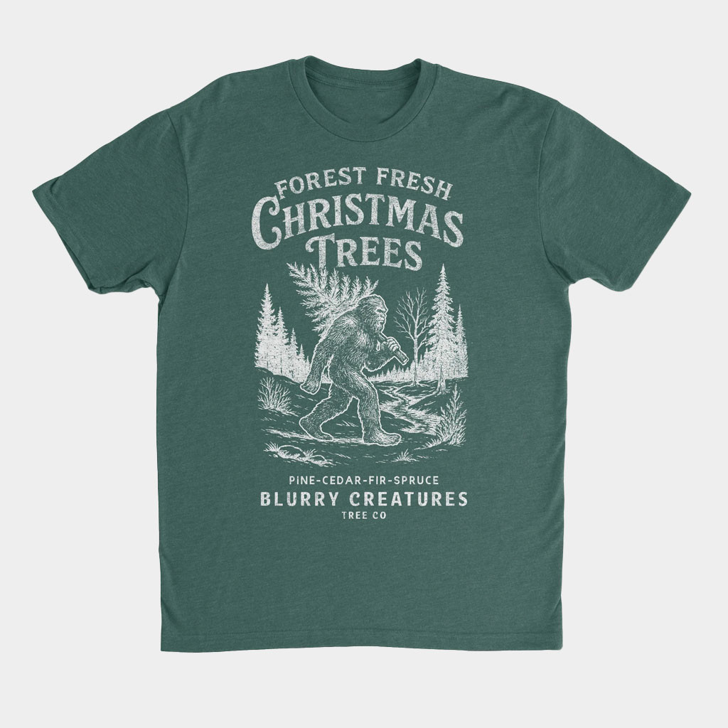 Blurry Creatures Merch Bigfoot Blurry Christmas Trees Shirt Best Gifts For Boyfriend-1