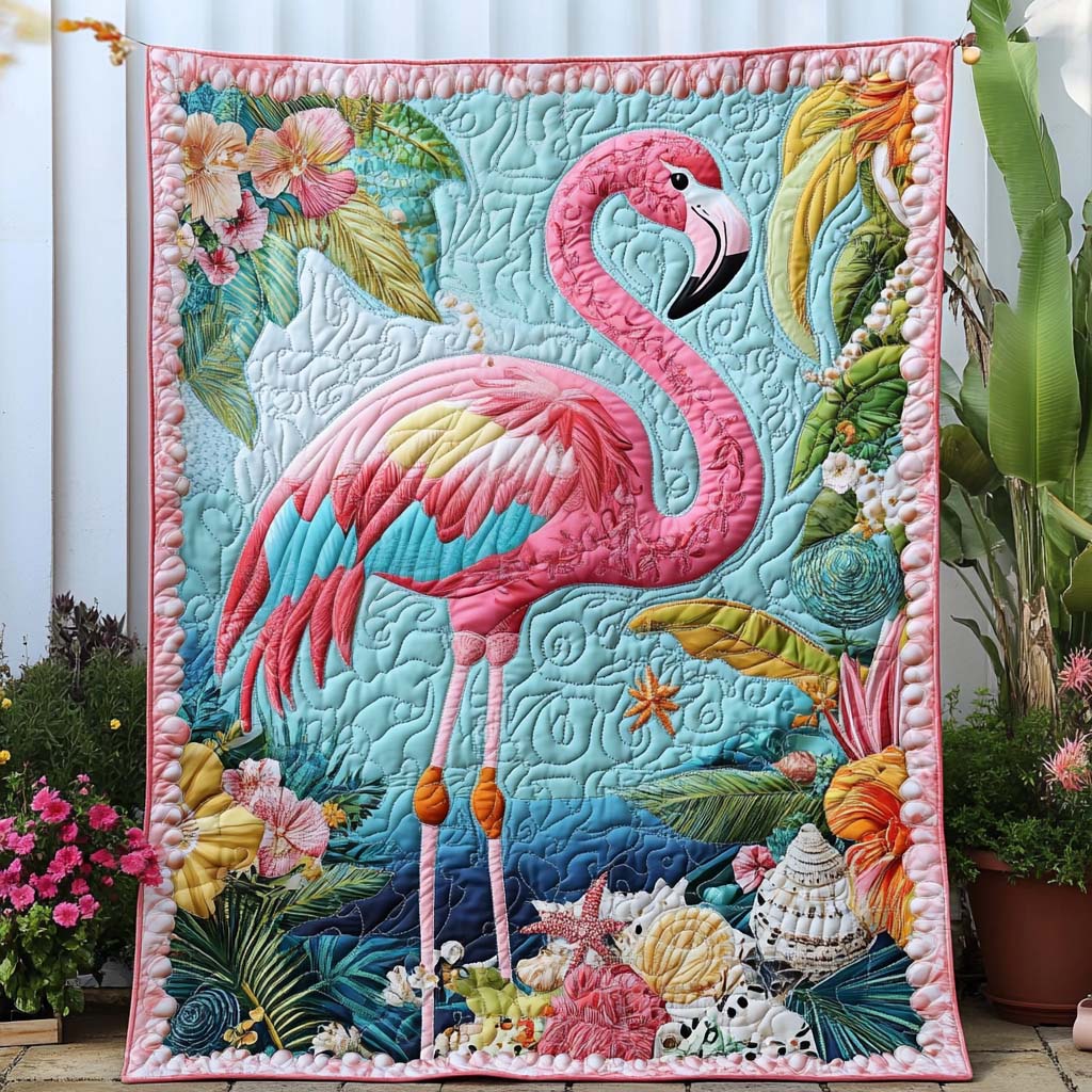 Blush and Bounce Quilted Blanket Sofa Couch Throw Blanket Birthday Presents For Flamingo Lovers
