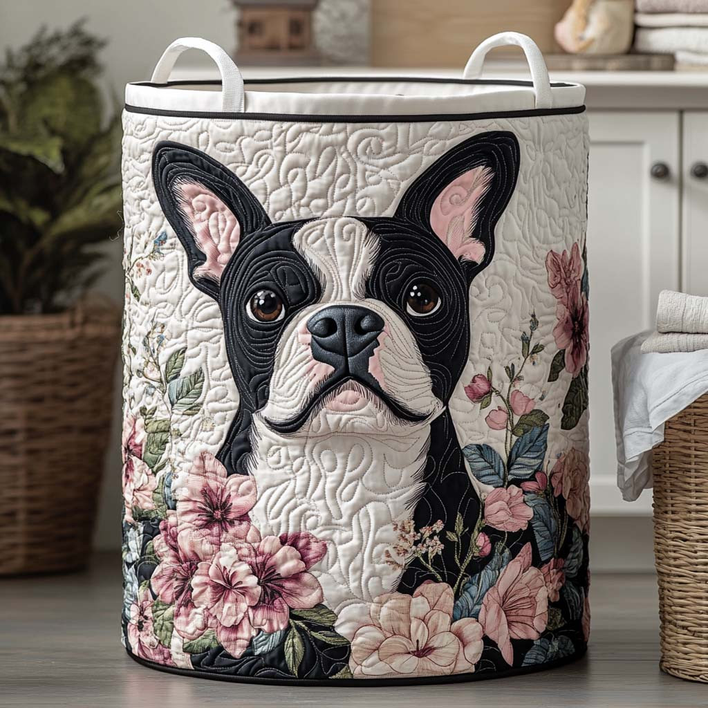 Blush Blossom Guardian Quilted Laundry Basket Portable Quilted Hamper for Easy Carrying and Storage