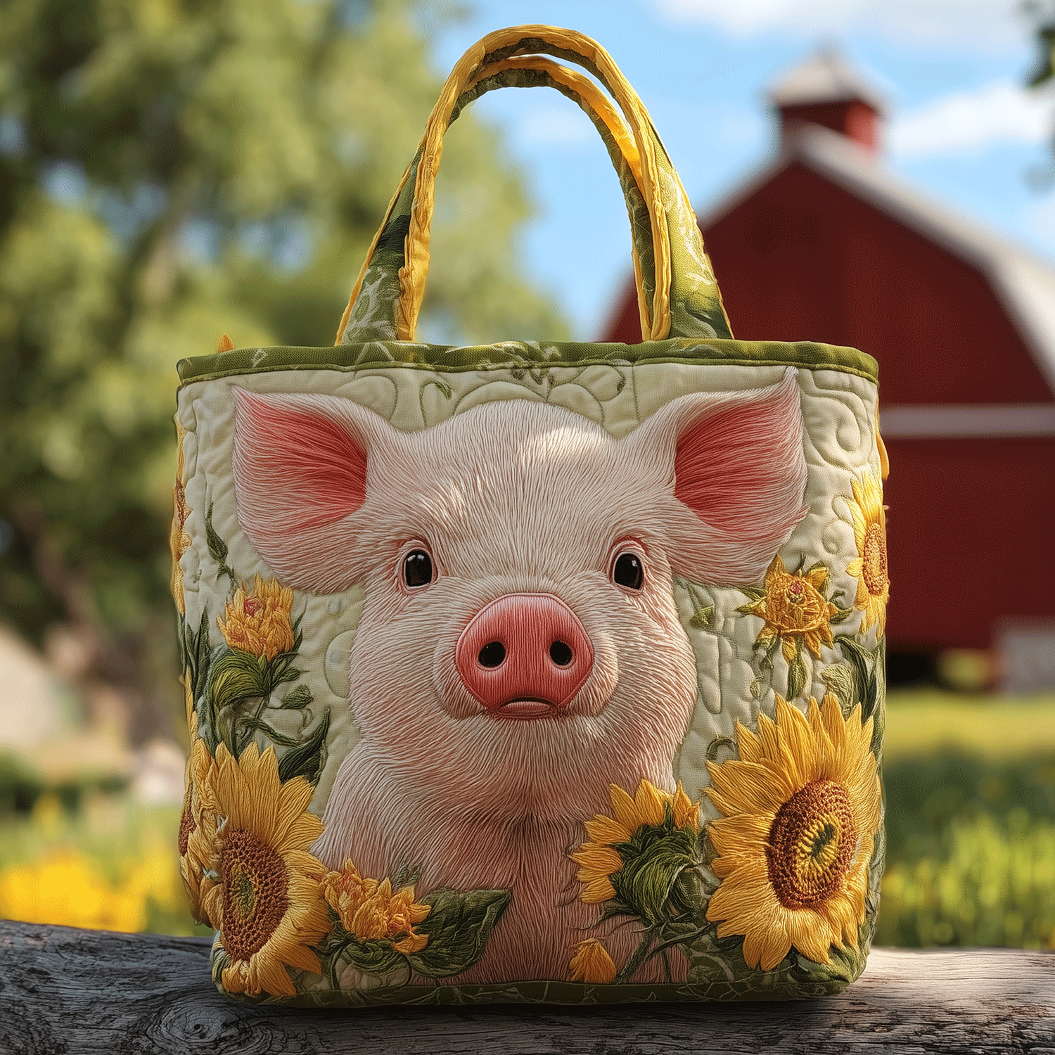 Blush Pig Beauty Quilted Tote Bag Pig Lovers Gifts For Her