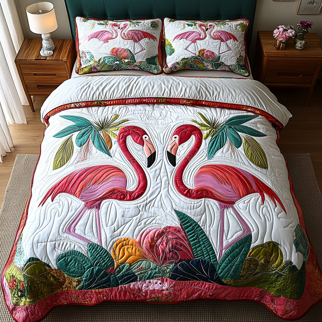 Blush Wings Quilted Bedding Set Full Size Bed Set Good Father's Day Presents