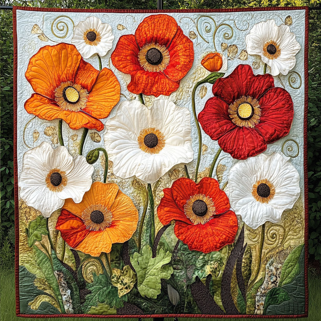 Blushing Bloom Quilted Blanket Winter Decor Blanket Poppy Presents