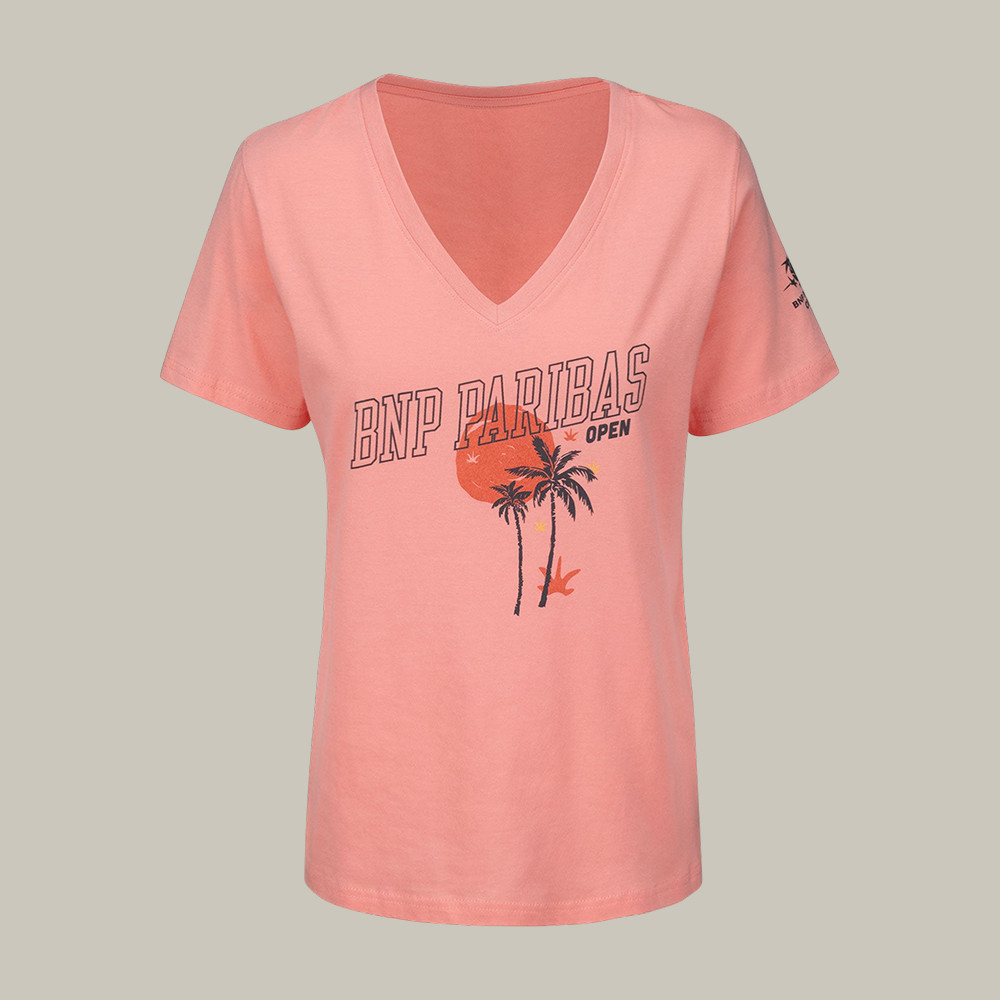 BNP Paribas Open 2026 Palm Tree V-Neck Shirt Tennis Clothes Present Idea For Her