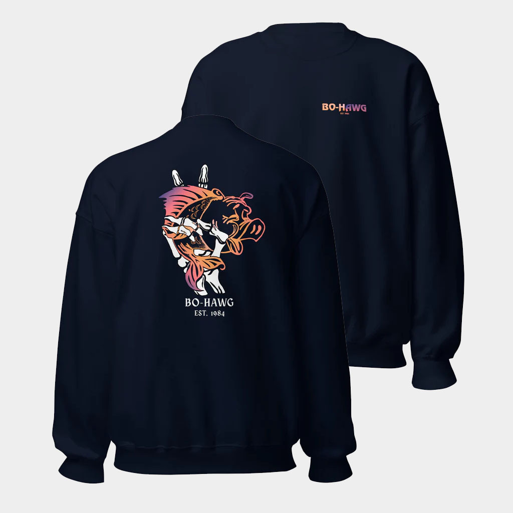 Bo-Hawg Merch Laid Back Bones Crewneck Bo-Hawg Sweatshirt Gifts For Son-1