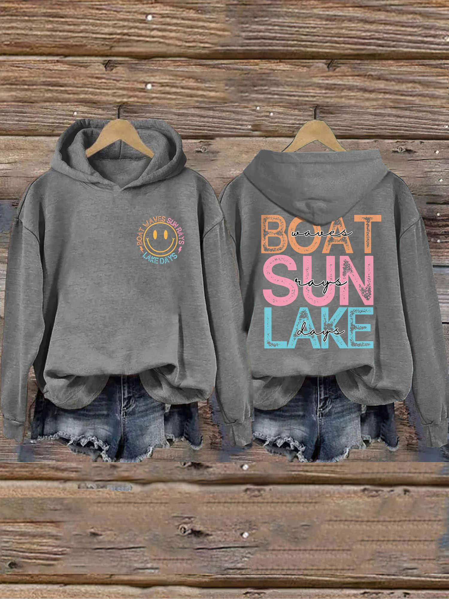 Boat Waves Sun Rays Lake Days Hoodie Funny Meme Clothing Good Gifts For Her