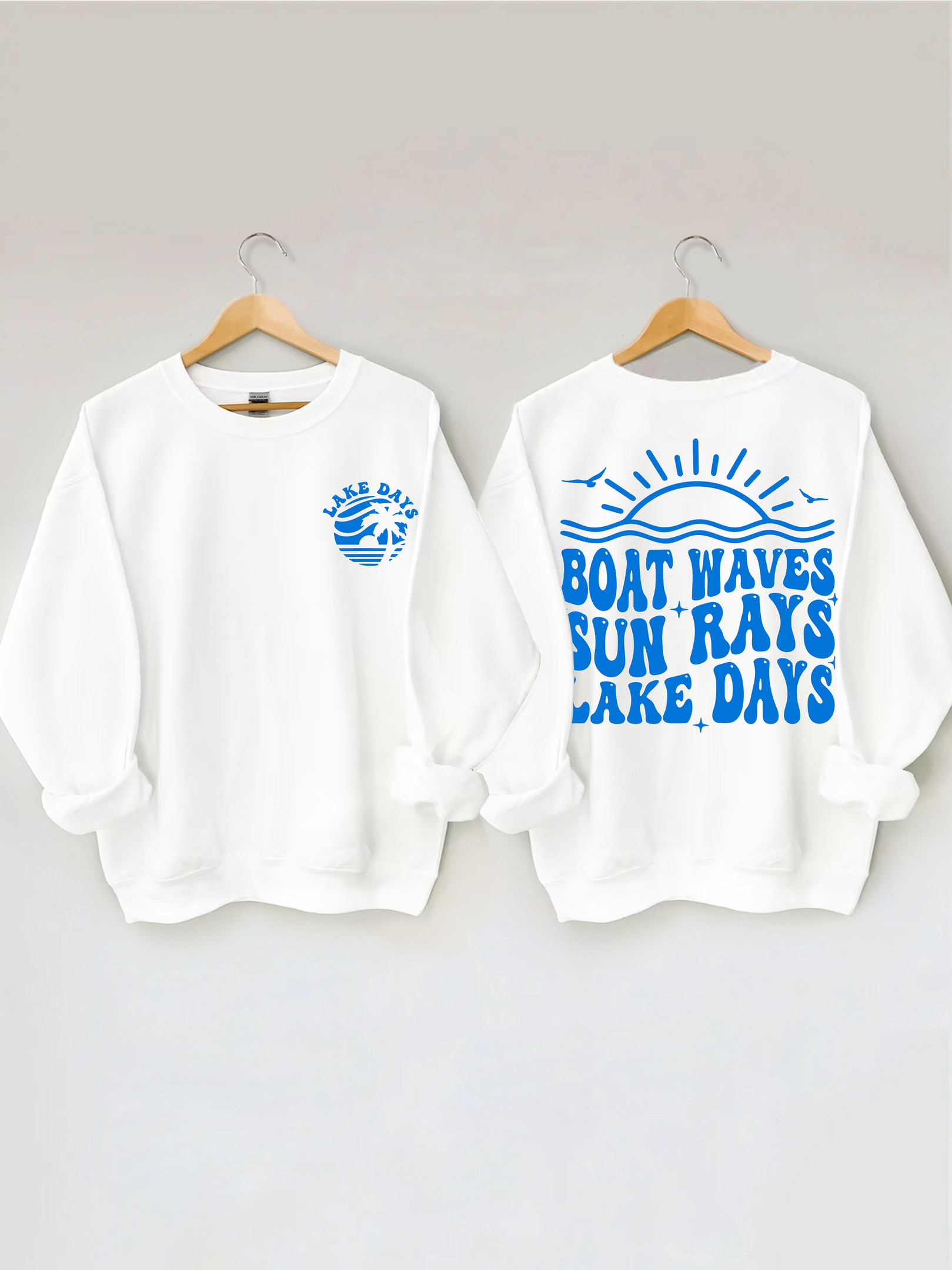 Boat Waves Sun Rays Lake Days Sweatshirt inspirational Clothing Presents For Her