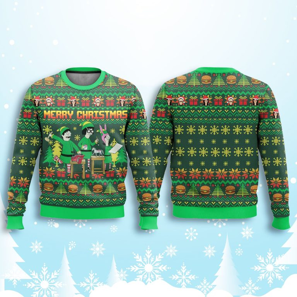 BobÃ¯Â¿Â½s Burgers Merry Christmas Green Ugly Sweater Christmas Presents For Boyfriend