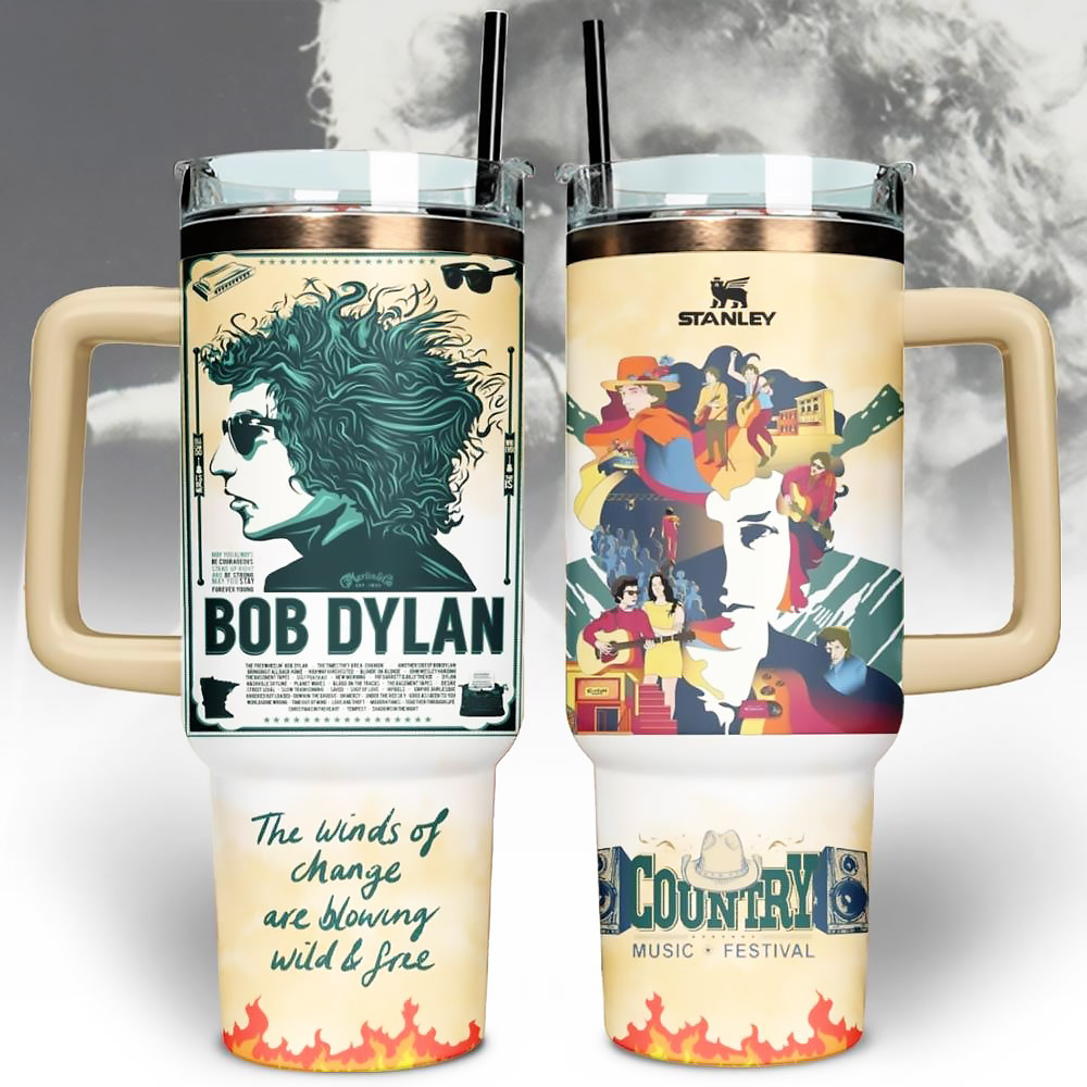 Bob Dylan Country Music Limited Edition 40 Oz Stanley Cup Tumbler Best Gift For Music Lovers