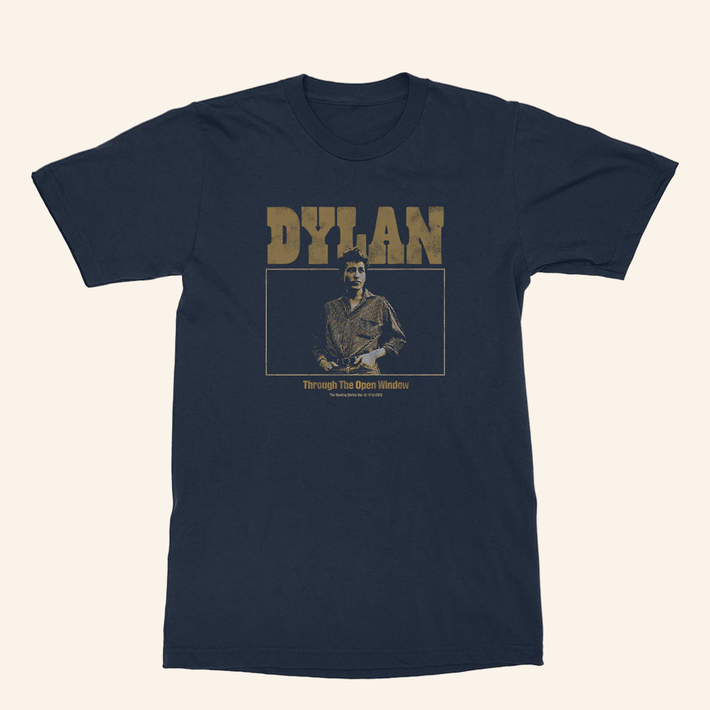 Bob Dylan Merch Through The Open Window Navy T-Shirt Presents For Music Lovers