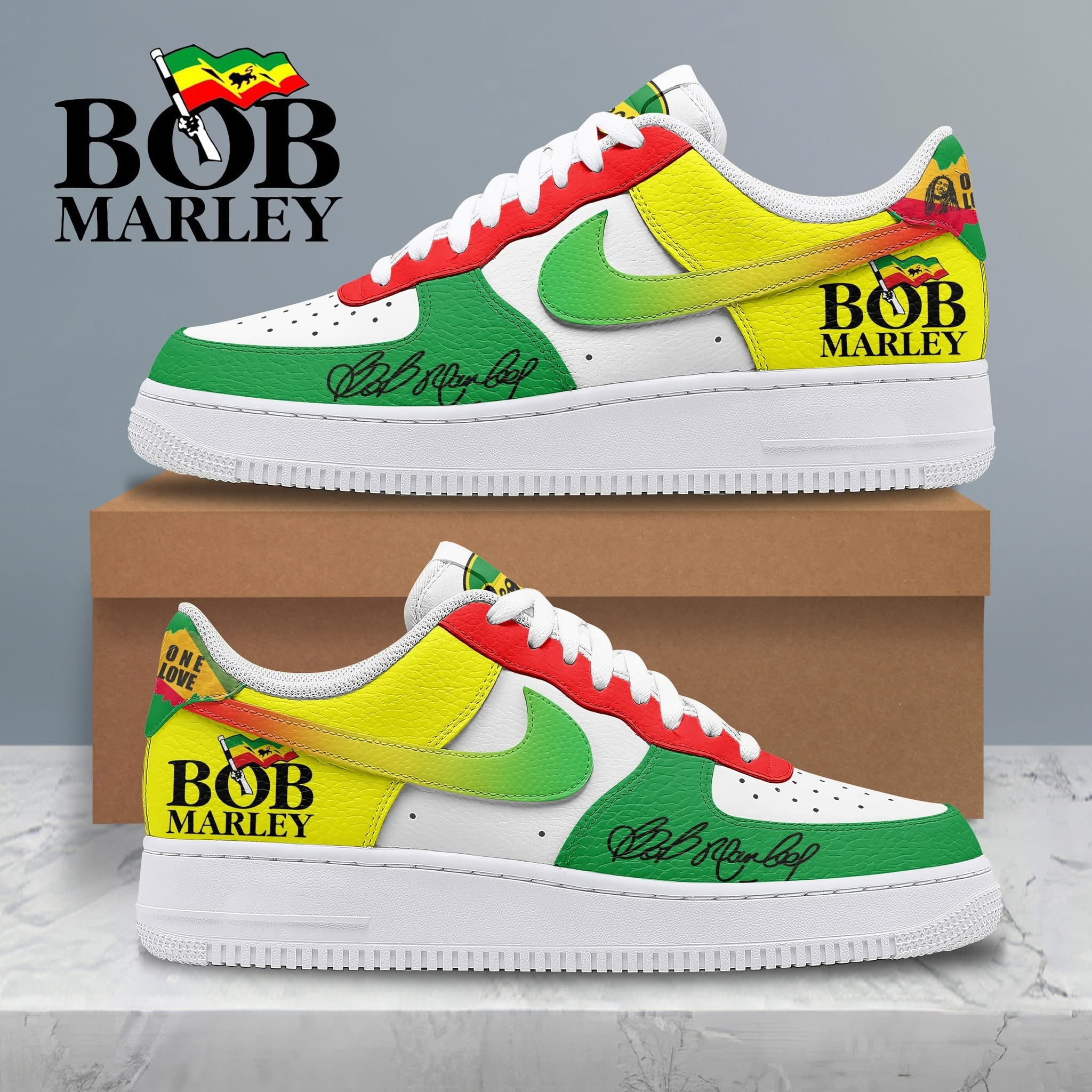 Bob Marley Nike Air Force 1 Shoes Sneakers Merchandise Unique Bob Marley Gifts For Fans