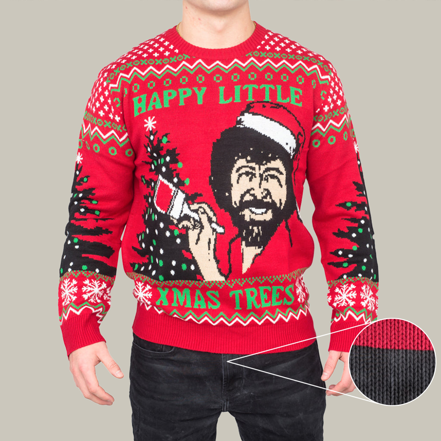 Bob Ross Happy Little Xmas Trees Best Funny Christmas Sweaters Christmas Gifts For Older Sons