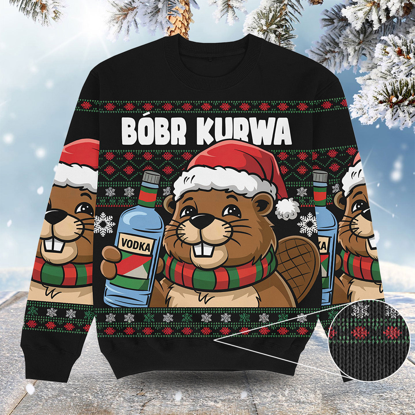 Bobr Kurwa Vodka Christmas Ugly Sweater Funny Christmas Clothes Adult Son Gift
