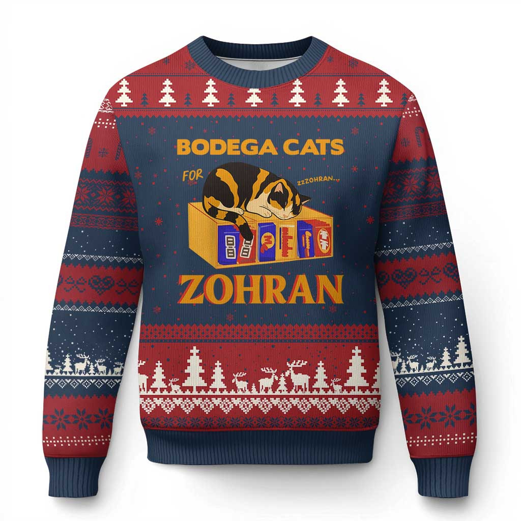 Bodega Cats For Zohran Ugly Christmas Sweater Mamdani Supporter Mayor Cute Cat Gifts