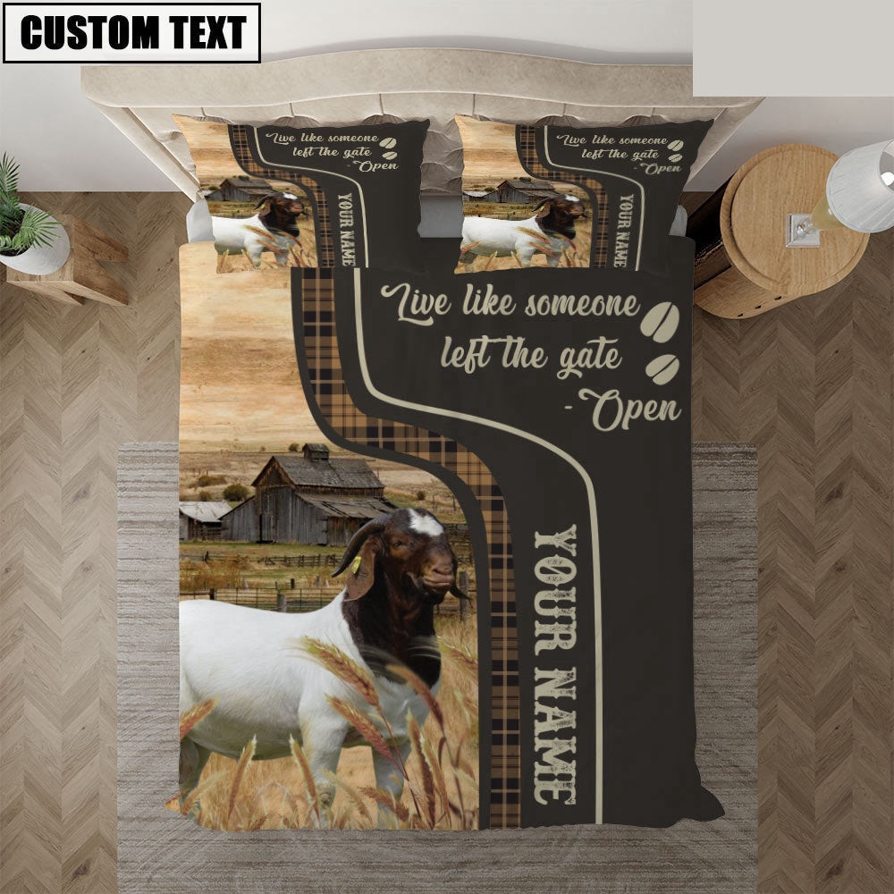 Boer Goat Like Someone Left The Gate Open Customized Name Bedding Set Couple Gifts