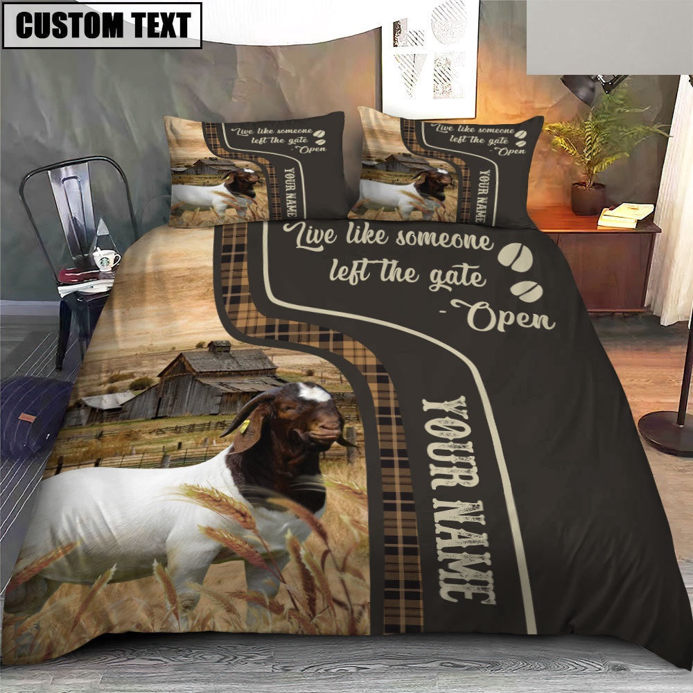 Boer Goat Like Someone Left The Gate Open Customized Name Bedding Set Couple Gifts