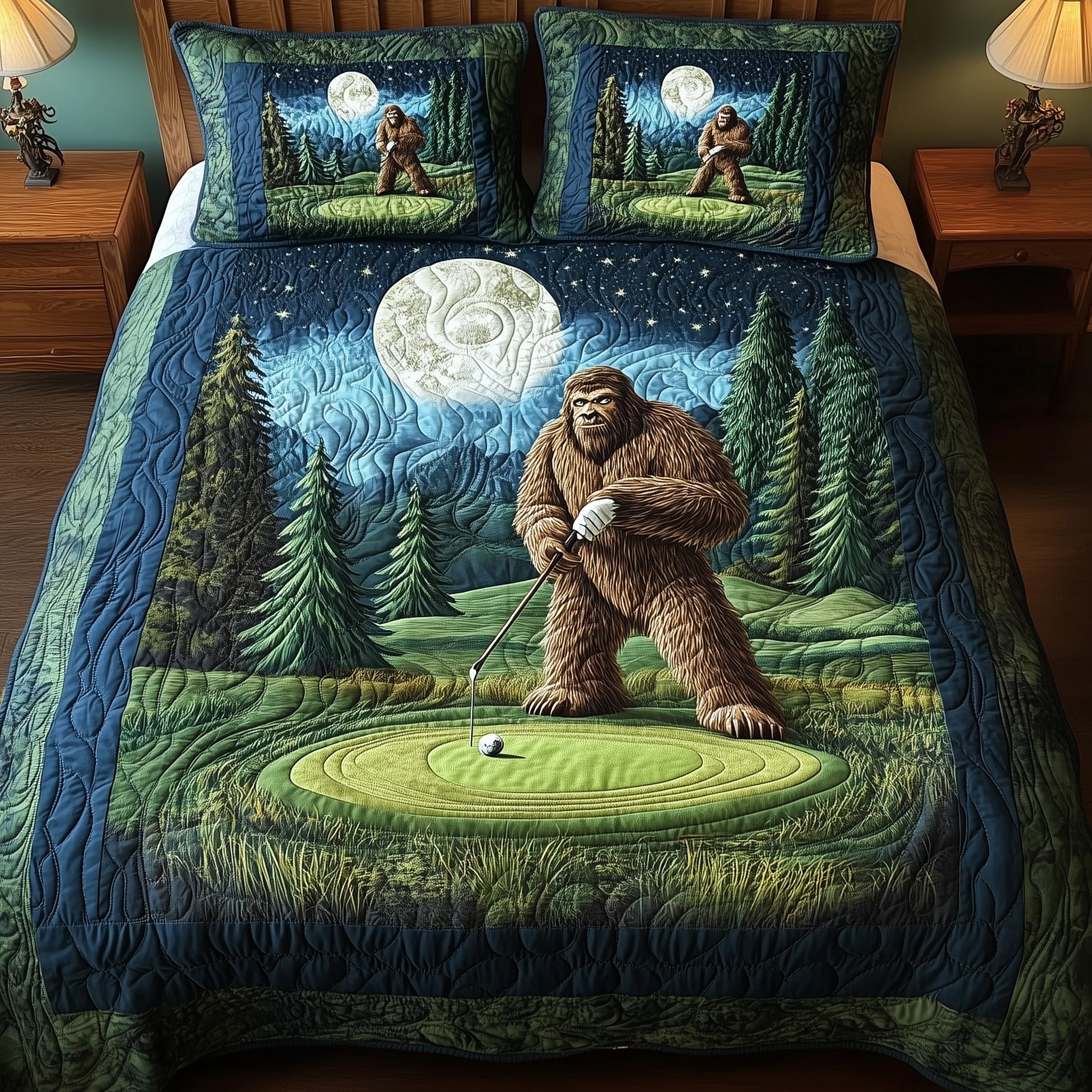 Bogey Putt Quilted Bedding Set Duvet Cover Merchandise Cool Golf Gifts For Christmas