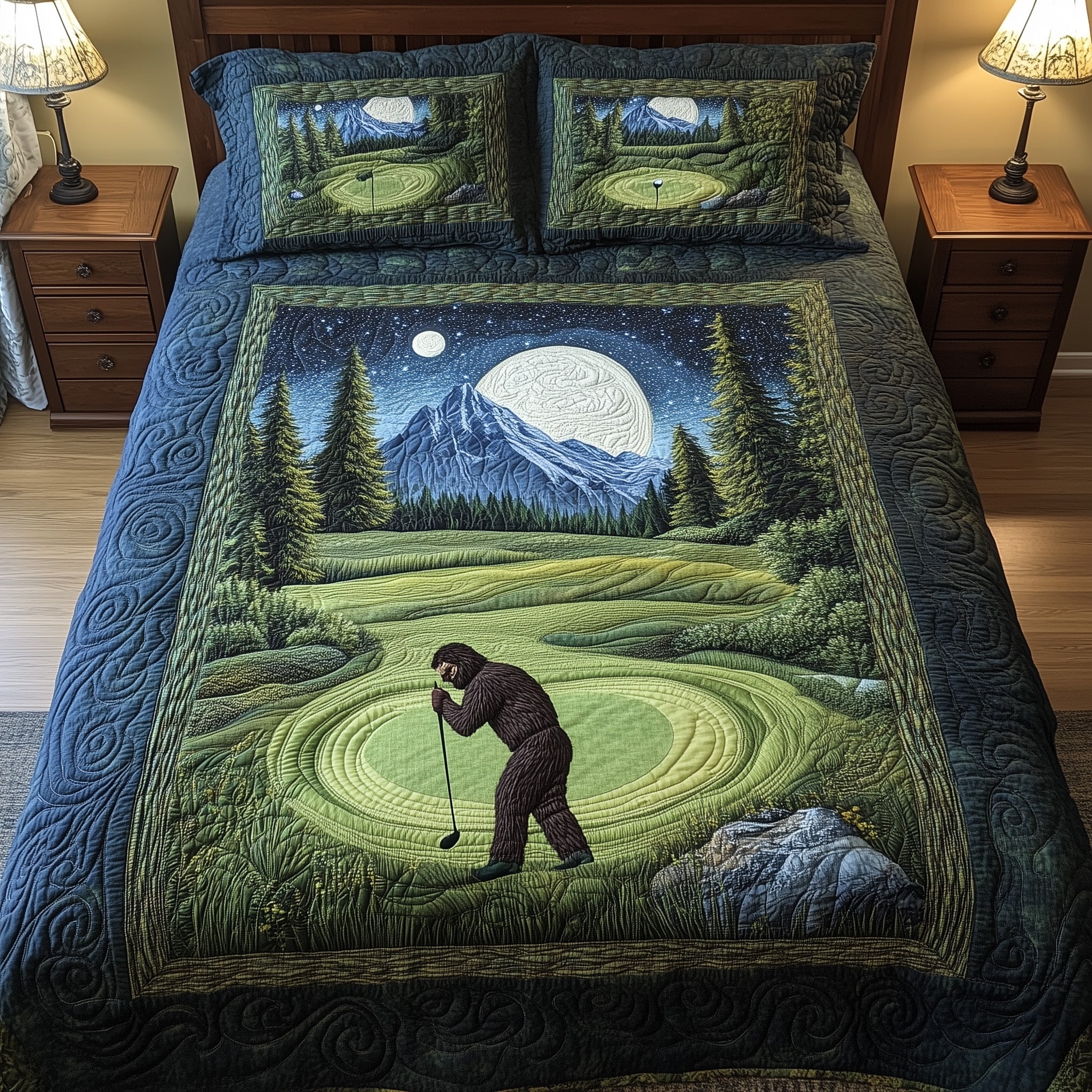 Bogey Putt Quilted Bedding Set Duvet Cover Merchandise Gift For Golfer Husband