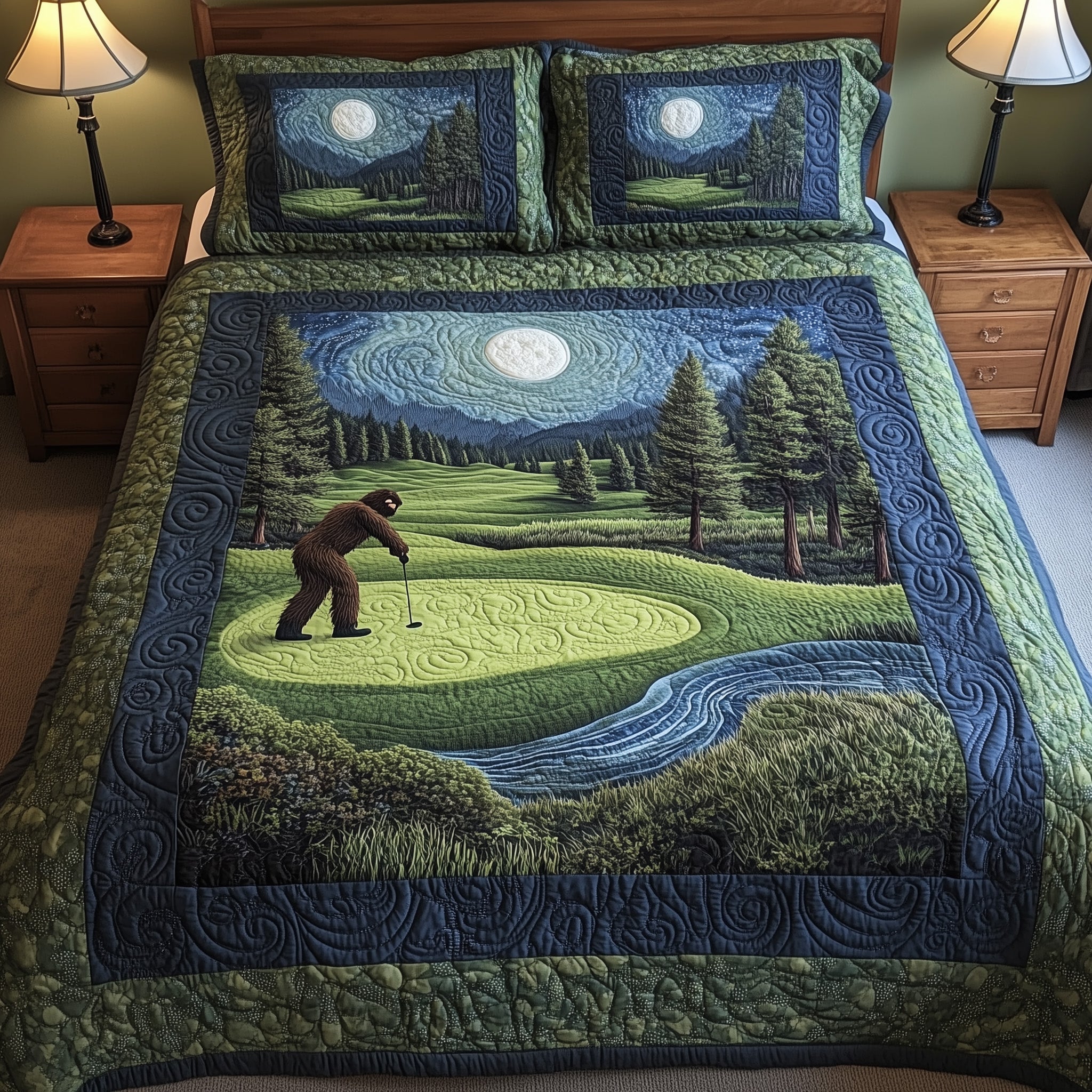 Bogey Putt Quilted Bedding Set Duvet Cover Merchandise Gift Ideas For Golf Lovers