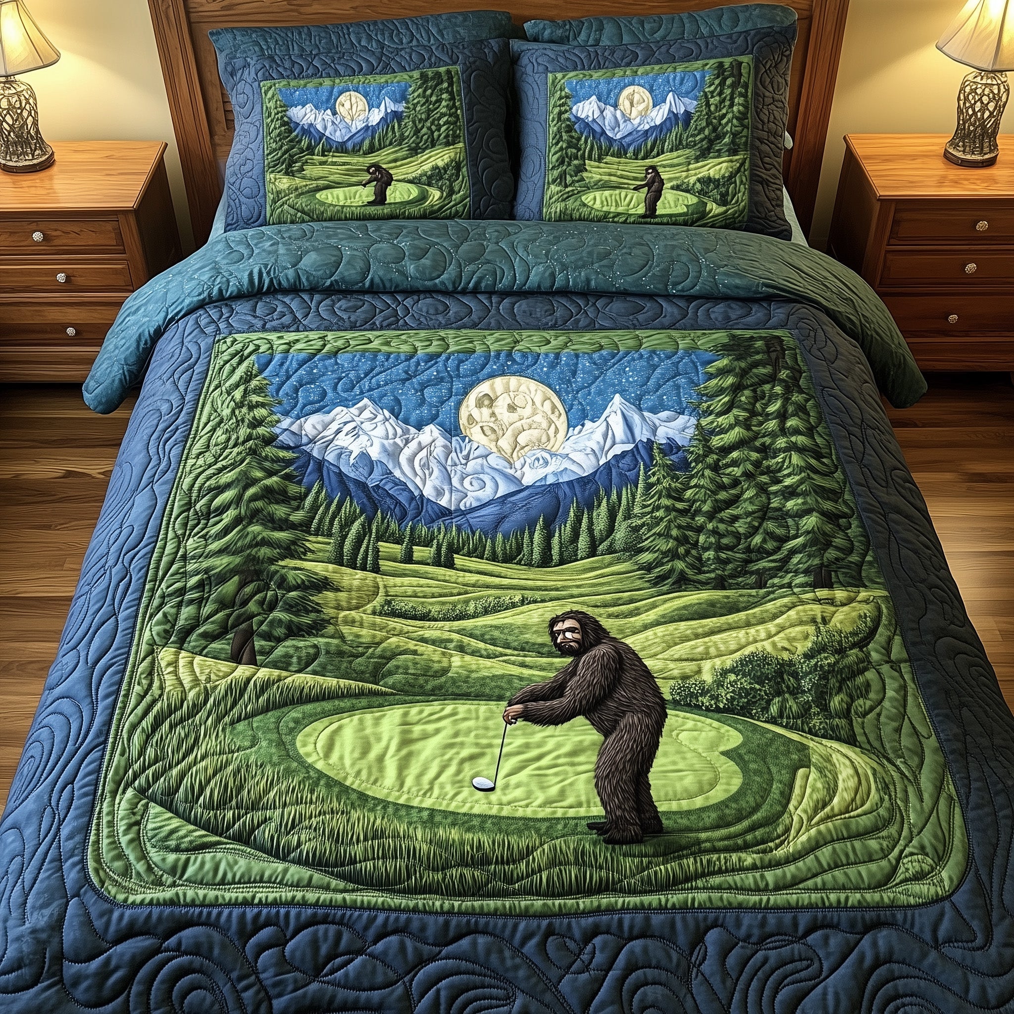Bogey Putt Quilted Bedding Set Duvet Cover Merchandise Golf Gifts For Husband