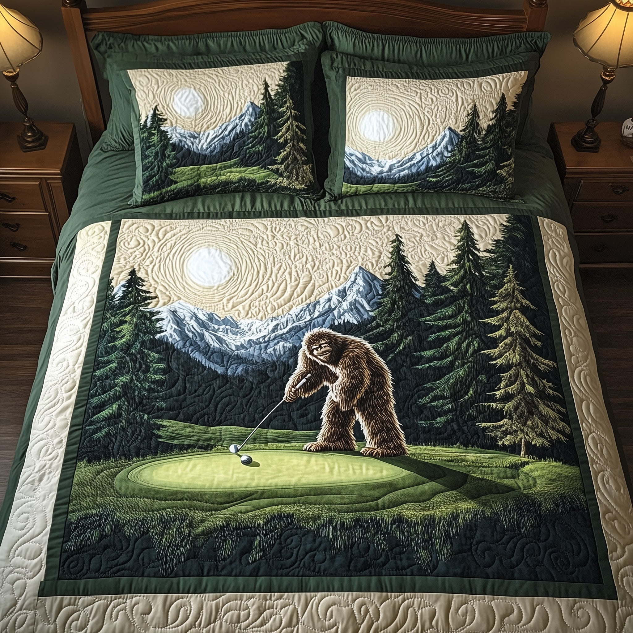 Bogey Putt Quilted Bedding Set Duvet Cover Merchandise Golf Themed Presents