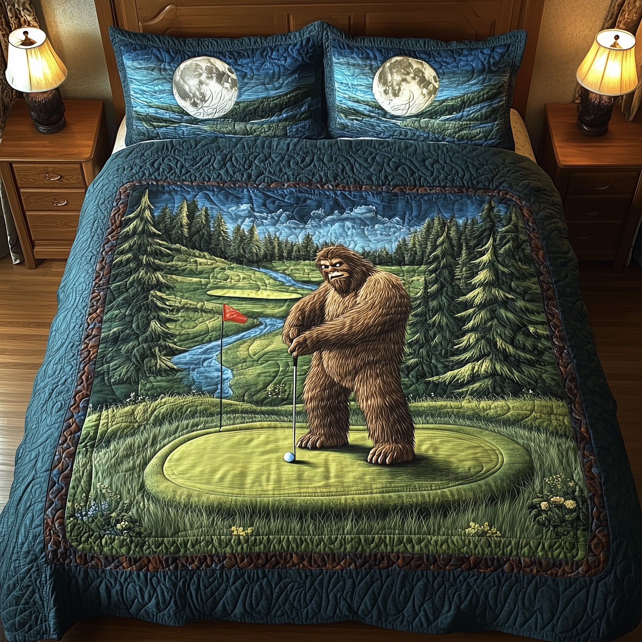Bogey Putt Quilted Bedding Set Duvet Cover Merchandise Graduation Gifts For Golfers
