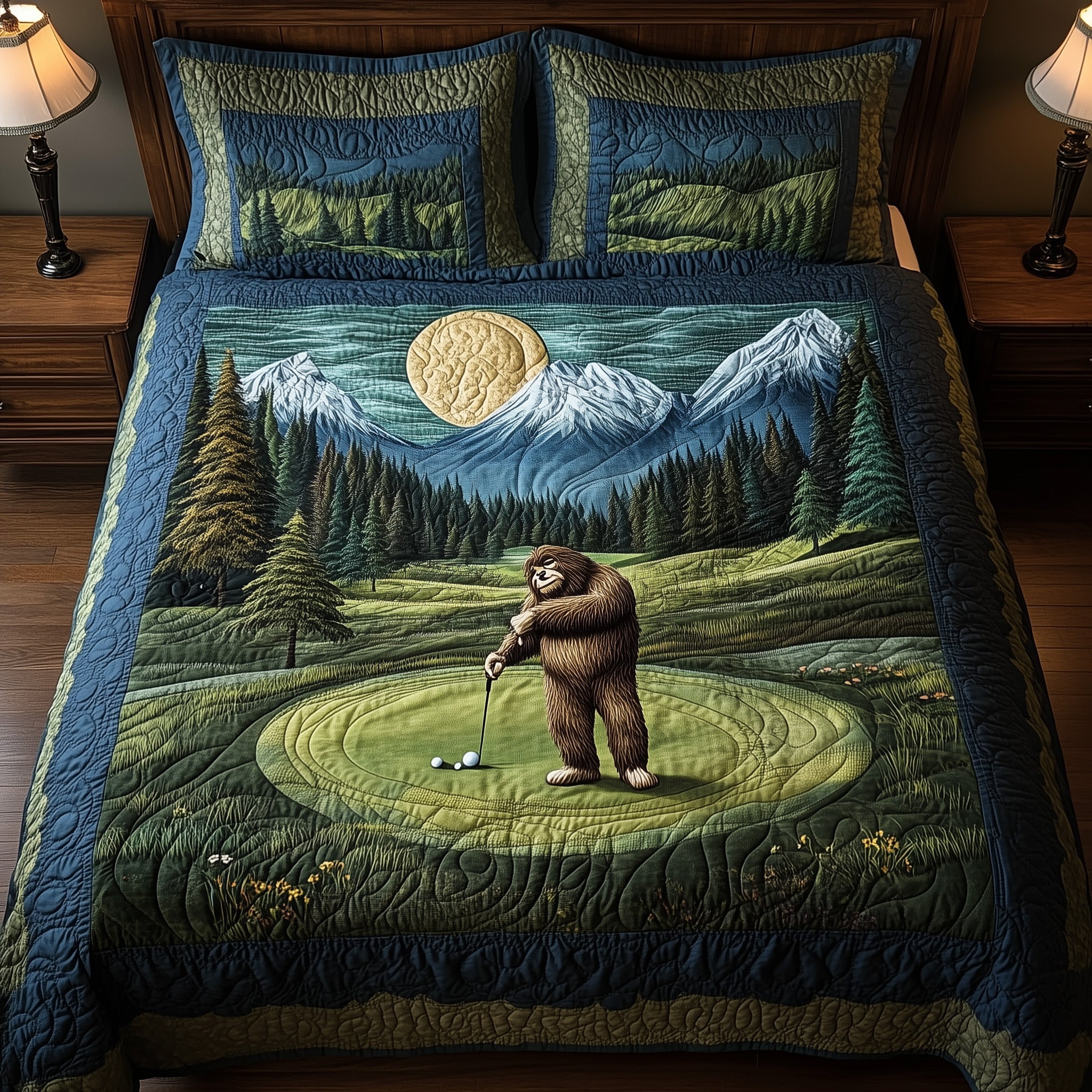 Bogey Putt Quilted Bedding Set Duvet Cover Merchandise Top Golf Presents
