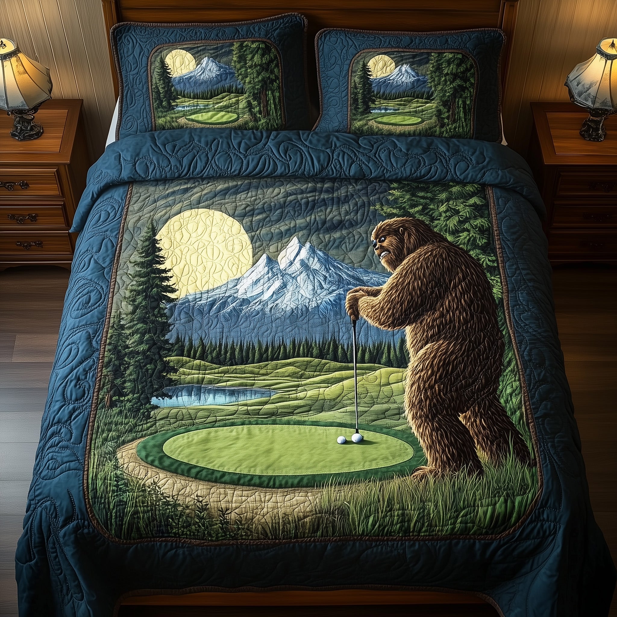 Bogey Putt Quilted Bedding Set Duvet Cover Merchandise Valentine'S Day Gifts For Golfers