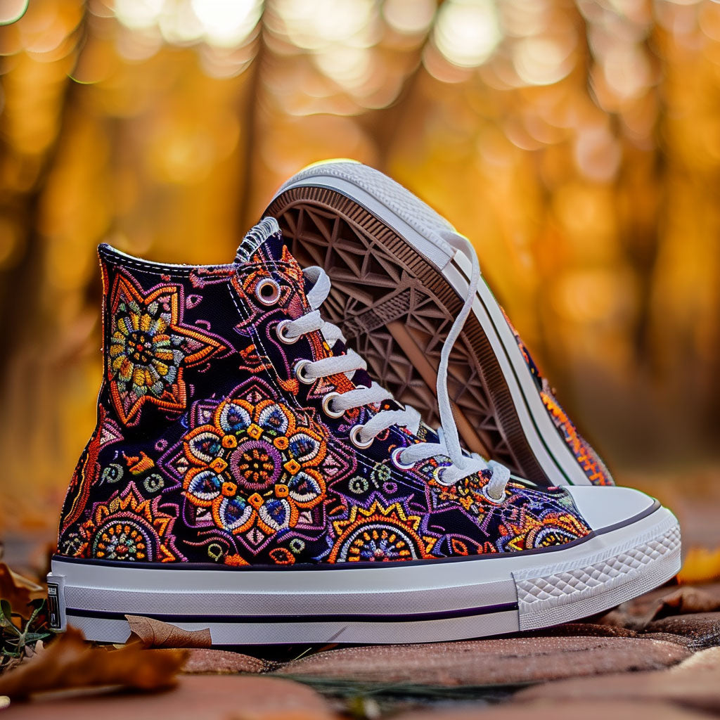 Boheme Burst Canvas High Tops Merch For Kids