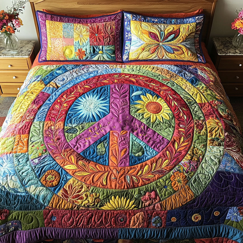 Bohemian Dream Quilted Bedding Set Cute Bedroom Decor Best Gifts For Hippie Friends