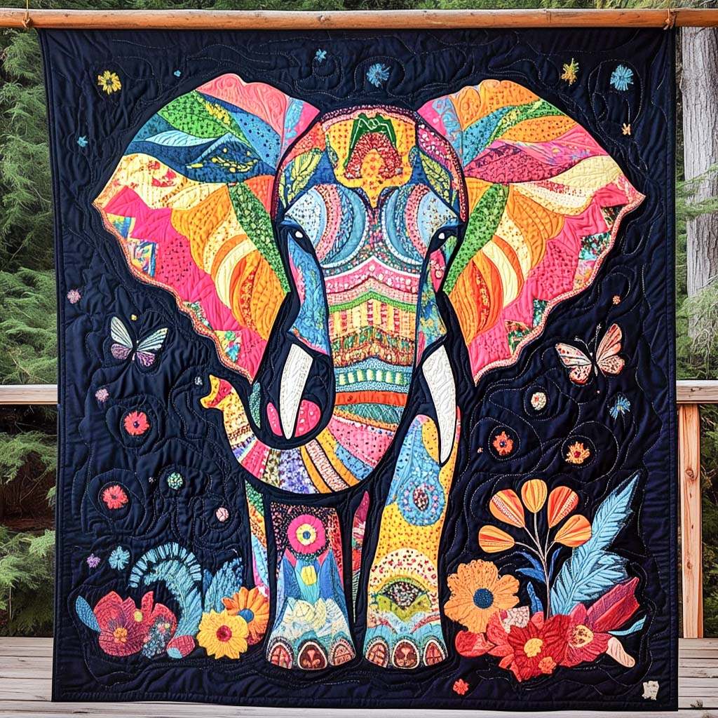 Bohemian Elephant Dream Quilted Blanket Best White Elephant Gifts 2025